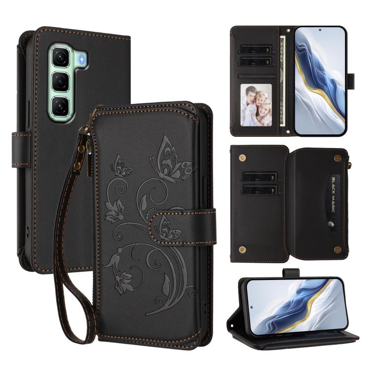 Butterfly Love Flower Multi-card Zipper Wallet Leather Phone Case, For Infinix Note 50 4G / 50 Pro 4G, For Infinix Hot 50i 4G / Smart 9 4G, For Infinix Hot 50 Pro+ 4G, For Infinix Hot 50 4G, For Infinix Hot 50 5G, For Infinix Zero 40 5G                ...