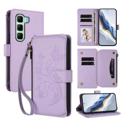 Butterfly Love Flower Multi-card Zipper Wallet Leather Phone Case, For Infinix Note 50 4G / 50 Pro 4G, For Infinix Hot 50i 4G / Smart 9 4G, For Infinix Hot 50 Pro+ 4G, For Infinix Hot 50 4G, For Infinix Hot 50 5G, For Infinix Zero 40 5G                ...