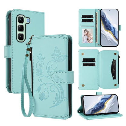 Butterfly Love Flower Multi-card Zipper Wallet Leather Phone Case, For Infinix Note 50 4G / 50 Pro 4G, For Infinix Hot 50i 4G / Smart 9 4G, For Infinix Hot 50 Pro+ 4G, For Infinix Hot 50 4G, For Infinix Hot 50 5G, For Infinix Zero 40 5G                ...