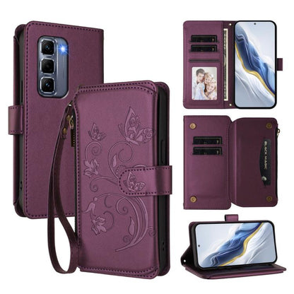 Butterfly Love Flower Multi-card Zipper Wallet Leather Phone Case, For Infinix Note 50 4G / 50 Pro 4G, For Infinix Hot 50i 4G / Smart 9 4G, For Infinix Hot 50 Pro+ 4G, For Infinix Hot 50 4G, For Infinix Hot 50 5G, For Infinix Zero 40 5G                ...