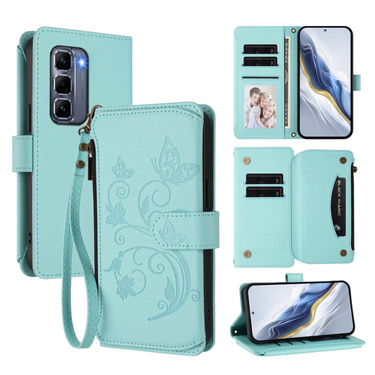Butterfly Love Flower Multi-card Zipper Wallet Leather Phone Case, For Infinix Note 50 4G / 50 Pro 4G, For Infinix Hot 50i 4G / Smart 9 4G, For Infinix Hot 50 Pro+ 4G, For Infinix Hot 50 4G, For Infinix Hot 50 5G, For Infinix Zero 40 5G                ...