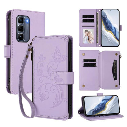 Butterfly Love Flower Multi-card Zipper Wallet Leather Phone Case, For Infinix Note 50 4G / 50 Pro 4G, For Infinix Hot 50i 4G / Smart 9 4G, For Infinix Hot 50 Pro+ 4G, For Infinix Hot 50 4G, For Infinix Hot 50 5G, For Infinix Zero 40 5G                ...