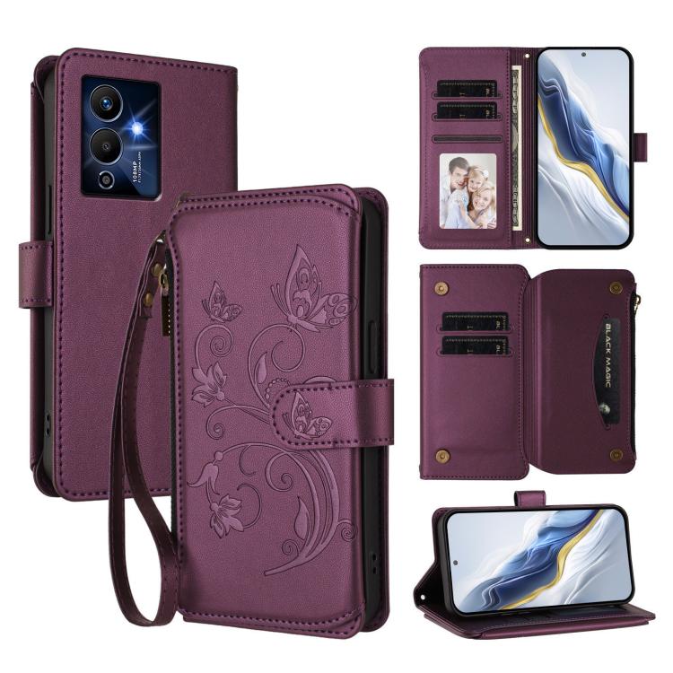 Butterfly Love Flower Multi-card Zipper Wallet Leather Phone Case, For Infinix Hot 30 4G, For Infinix Hot 20s / 20 Pro, For Infinix Hot 20 5G, For Infinix Smart 7 Global, For Infinix Hot 12i / 20i, For Infinix Zero 5G 2023, For Infinix Hot 20 Play     ...