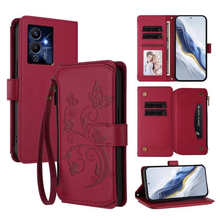 Butterfly Love Flower Multi-card Zipper Wallet Leather Phone Case, For Infinix Hot 30 4G, For Infinix Hot 20s / 20 Pro, For Infinix Hot 20 5G, For Infinix Smart 7 Global, For Infinix Hot 12i / 20i, For Infinix Zero 5G 2023, For Infinix Hot 20 Play     ...