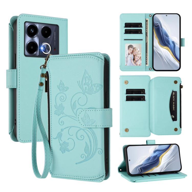 Butterfly Love Flower Multi-card Zipper Wallet Leather Phone Case, For Infinix Note 50 4G / 50 Pro 4G, For Infinix Hot 50i 4G / Smart 9 4G, For Infinix Hot 50 Pro+ 4G, For Infinix Hot 50 4G, For Infinix Hot 50 5G, For Infinix Zero 40 5G                ...
