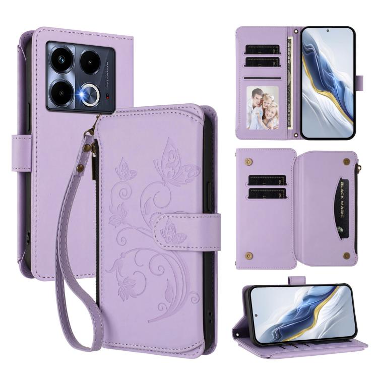 Butterfly Love Flower Multi-card Zipper Wallet Leather Phone Case, For Infinix Note 50 4G / 50 Pro 4G, For Infinix Hot 50i 4G / Smart 9 4G, For Infinix Hot 50 Pro+ 4G, For Infinix Hot 50 4G, For Infinix Hot 50 5G, For Infinix Zero 40 5G                ...