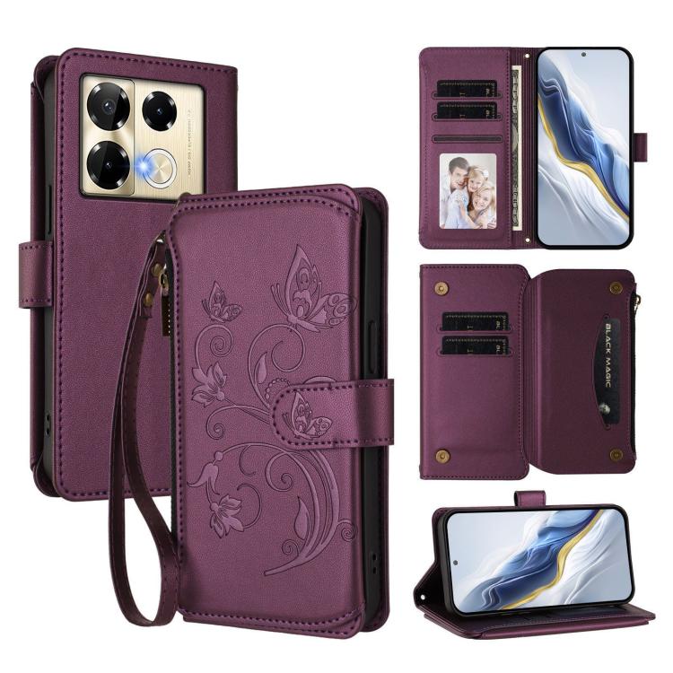 Butterfly Love Flower Multi-card Zipper Wallet Leather Phone Case, For Infinix Note 50 4G / 50 Pro 4G, For Infinix Hot 50i 4G / Smart 9 4G, For Infinix Hot 50 Pro+ 4G, For Infinix Hot 50 4G, For Infinix Hot 50 5G, For Infinix Zero 40 5G                ...