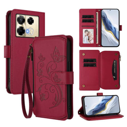 Butterfly Love Flower Multi-card Zipper Wallet Leather Phone Case, For Infinix Note 50 4G / 50 Pro 4G, For Infinix Hot 50i 4G / Smart 9 4G, For Infinix Hot 50 Pro+ 4G, For Infinix Hot 50 4G, For Infinix Hot 50 5G, For Infinix Zero 40 5G                ...