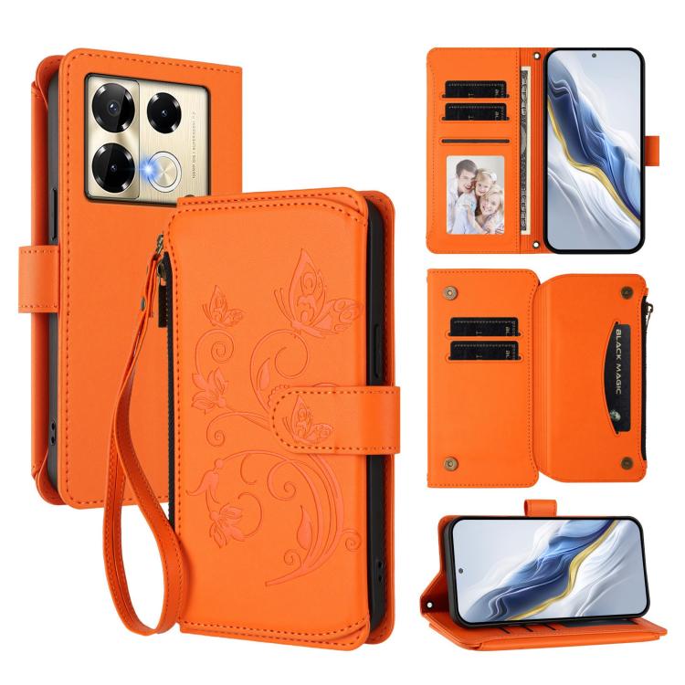 Butterfly Love Flower Multi-card Zipper Wallet Leather Phone Case, For Infinix Note 50 4G / 50 Pro 4G, For Infinix Hot 50i 4G / Smart 9 4G, For Infinix Hot 50 Pro+ 4G, For Infinix Hot 50 4G, For Infinix Hot 50 5G, For Infinix Zero 40 5G                ...