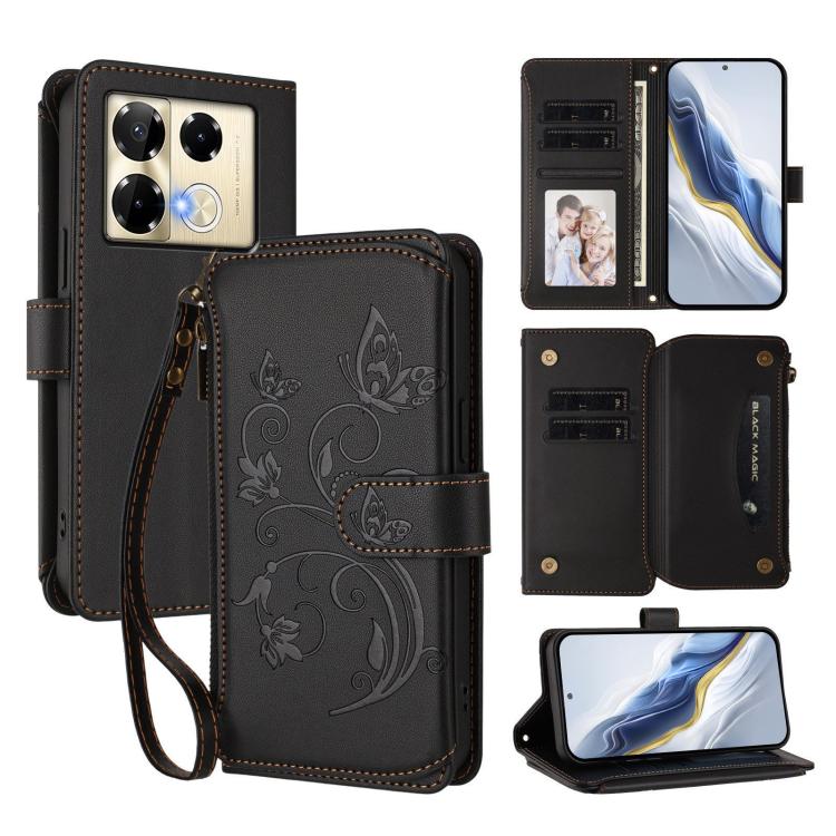 Butterfly Love Flower Multi-card Zipper Wallet Leather Phone Case, For Infinix Note 50 4G / 50 Pro 4G, For Infinix Hot 50i 4G / Smart 9 4G, For Infinix Hot 50 Pro+ 4G, For Infinix Hot 50 4G, For Infinix Hot 50 5G, For Infinix Zero 40 5G                ...