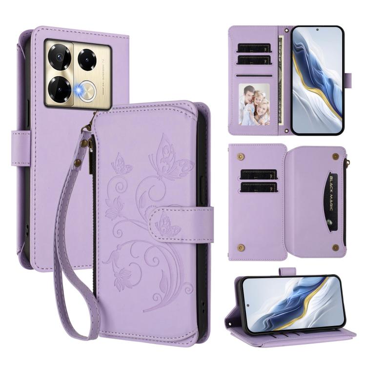 Butterfly Love Flower Multi-card Zipper Wallet Leather Phone Case, For Infinix Note 50 4G / 50 Pro 4G, For Infinix Hot 50i 4G / Smart 9 4G, For Infinix Hot 50 Pro+ 4G, For Infinix Hot 50 4G, For Infinix Hot 50 5G, For Infinix Zero 40 5G                ...