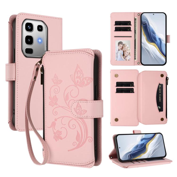 Butterfly Love Flower Multi-card Zipper Wallet Leather Phone Case, For Infinix Note 50 4G / 50 Pro 4G, For Infinix Hot 50i 4G / Smart 9 4G, For Infinix Hot 50 Pro+ 4G, For Infinix Hot 50 4G, For Infinix Hot 50 5G, For Infinix Zero 40 5G                ...
