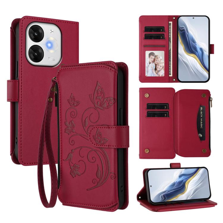 Butterfly Love Flower Multi-card Zipper Wallet Leather Phone Case, For Itel A200 4G / A200+ 4G, For Itel A95 5G, For Itel A90 4G, For Itel City 100, For Itel A58 Lite / A49 Play, For Itel S25 Ultra 4G Curved, For Itel S25 4G Flat, For Itel A80 4G      ...