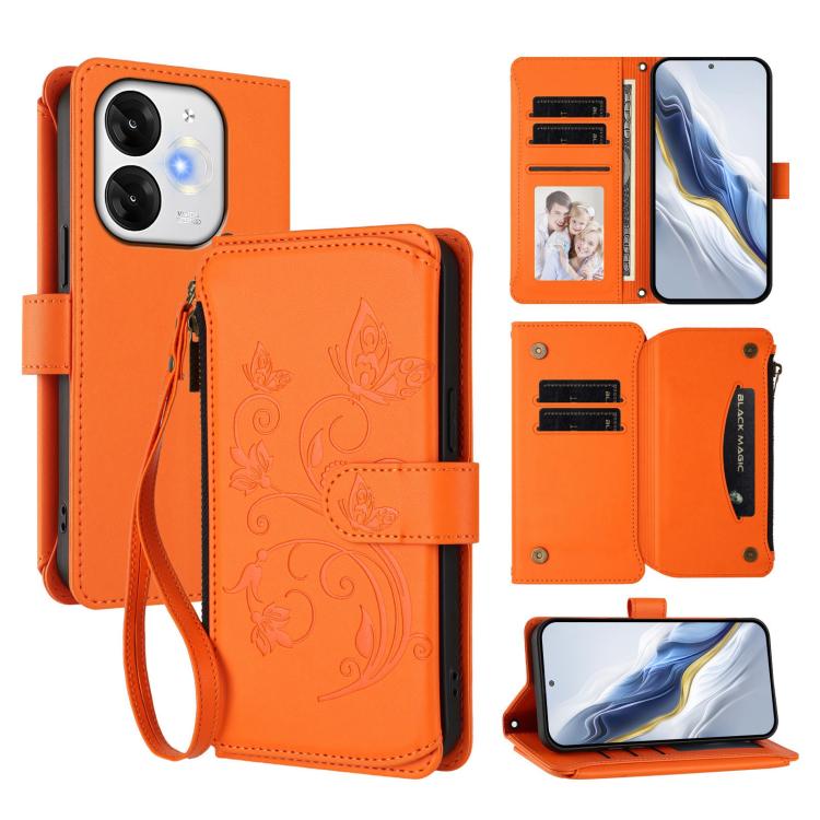 Butterfly Love Flower Multi-card Zipper Wallet Leather Phone Case, For Itel A200 4G / A200+ 4G, For Itel A95 5G, For Itel A90 4G, For Itel City 100, For Itel A58 Lite / A49 Play, For Itel S25 Ultra 4G Curved, For Itel S25 4G Flat, For Itel A80 4G      ...