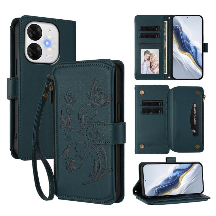 Butterfly Love Flower Multi-card Zipper Wallet Leather Phone Case, For Itel A200 4G / A200+ 4G, For Itel A95 5G, For Itel A90 4G, For Itel City 100, For Itel A58 Lite / A49 Play, For Itel S25 Ultra 4G Curved, For Itel S25 4G Flat, For Itel A80 4G      ...