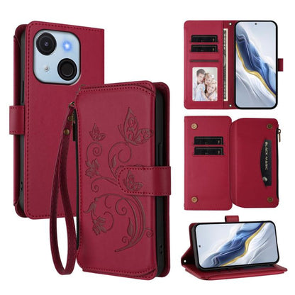 Butterfly Love Flower Multi-card Zipper Wallet Leather Phone Case, For Itel A200 4G / A200+ 4G, For Itel A95 5G, For Itel A90 4G, For Itel City 100, For Itel A58 Lite / A49 Play, For Itel S25 Ultra 4G Curved, For Itel S25 4G Flat, For Itel A80 4G      ...