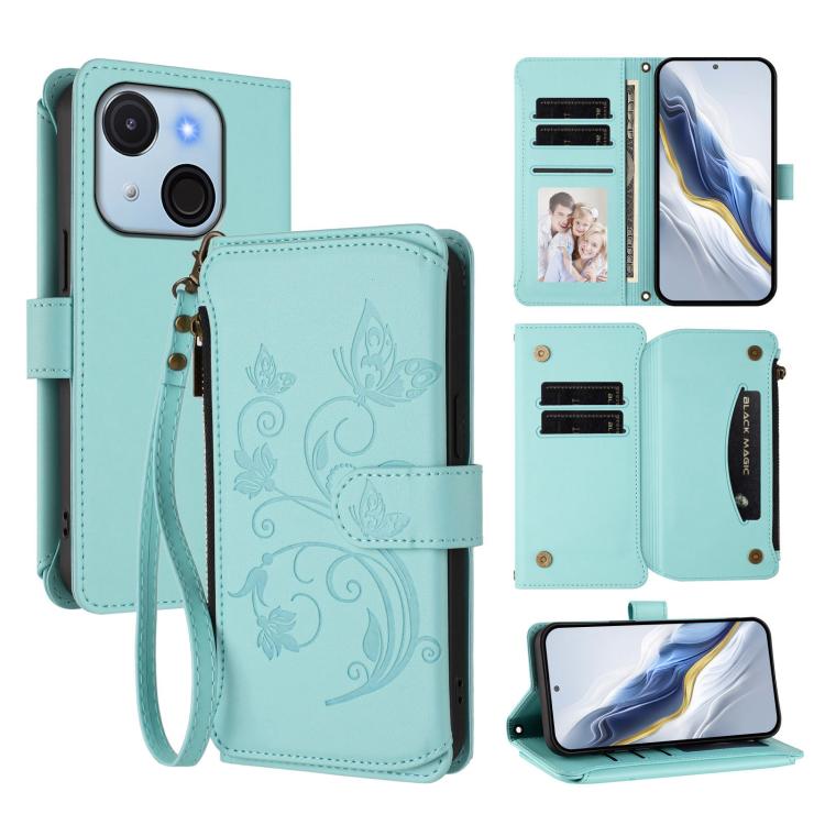 Butterfly Love Flower Multi-card Zipper Wallet Leather Phone Case, For Itel A200 4G / A200+ 4G, For Itel A95 5G, For Itel A90 4G, For Itel City 100, For Itel A58 Lite / A49 Play, For Itel S25 Ultra 4G Curved, For Itel S25 4G Flat, For Itel A80 4G      ...