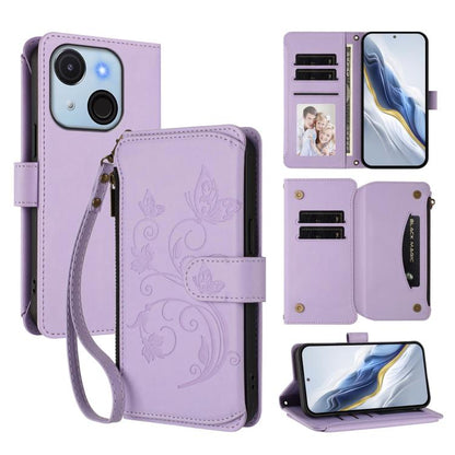 Butterfly Love Flower Multi-card Zipper Wallet Leather Phone Case, For Itel A200 4G / A200+ 4G, For Itel A95 5G, For Itel A90 4G, For Itel City 100, For Itel A58 Lite / A49 Play, For Itel S25 Ultra 4G Curved, For Itel S25 4G Flat, For Itel A80 4G      ...