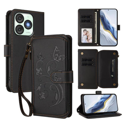Butterfly Love Flower Multi-card Zipper Wallet Leather Phone Case, For Itel A200 4G / A200+ 4G, For Itel A95 5G, For Itel A90 4G, For Itel City 100, For Itel A58 Lite / A49 Play, For Itel S25 Ultra 4G Curved, For Itel S25 4G Flat, For Itel A80 4G      ...