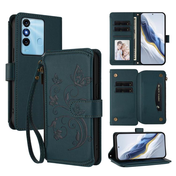 Butterfly Love Flower Multi-card Zipper Wallet Leather Phone Case, For Itel P38 / S17 / Vision 3, For Itel S17 / S661W / Vision 3