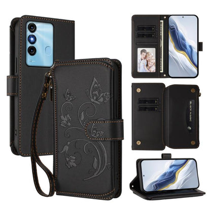 Butterfly Love Flower Multi-card Zipper Wallet Leather Phone Case, For Itel P38 / S17 / Vision 3, For Itel S17 / S661W / Vision 3