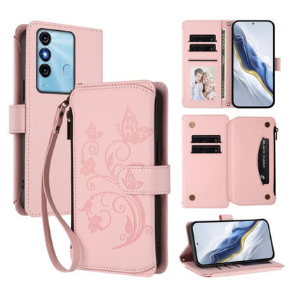 Butterfly Love Flower Multi-card Zipper Wallet Leather Phone Case, For Itel P38 / S17 / Vision 3, For Itel S17 / S661W / Vision 3