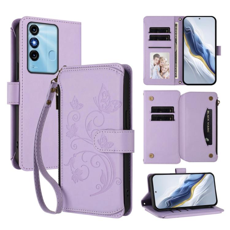 Butterfly Love Flower Multi-card Zipper Wallet Leather Phone Case, For Itel P38 / S17 / Vision 3, For Itel S17 / S661W / Vision 3