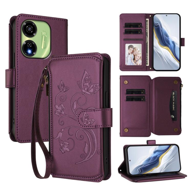 Butterfly Love Flower Multi-card Zipper Wallet Leather Phone Case, For Itel A200 4G / A200+ 4G, For Itel A95 5G, For Itel A90 4G, For Itel City 100, For Itel A58 Lite / A49 Play, For Itel S25 Ultra 4G Curved, For Itel S25 4G Flat, For Itel A80 4G      ...