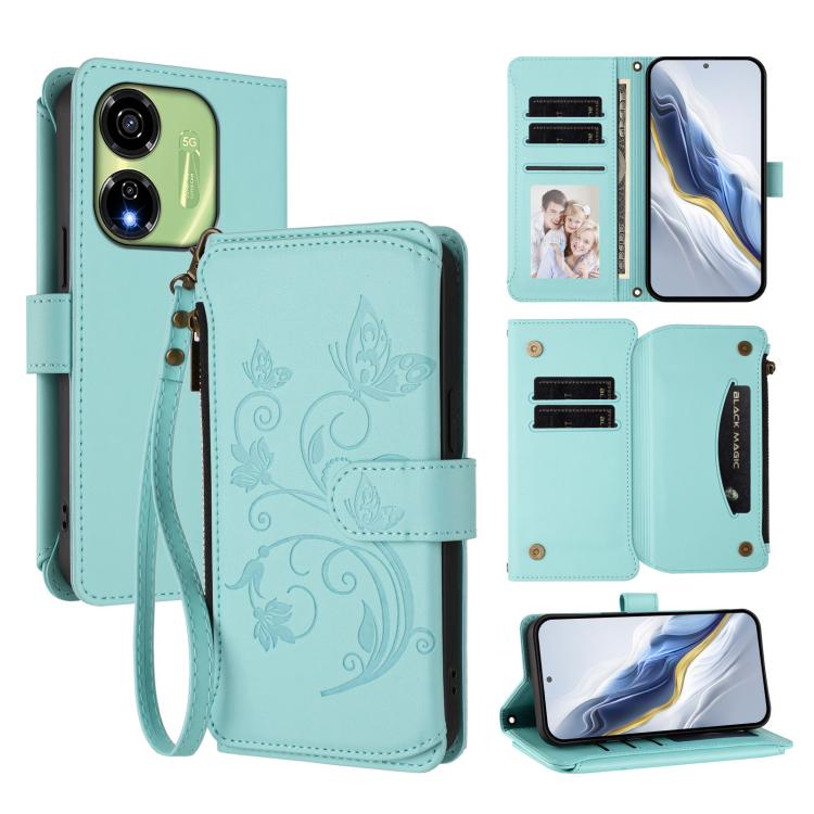 Butterfly Love Flower Multi-card Zipper Wallet Leather Phone Case, For Itel A200 4G / A200+ 4G, For Itel A95 5G, For Itel A90 4G, For Itel City 100, For Itel A58 Lite / A49 Play, For Itel S25 Ultra 4G Curved, For Itel S25 4G Flat, For Itel A80 4G      ...