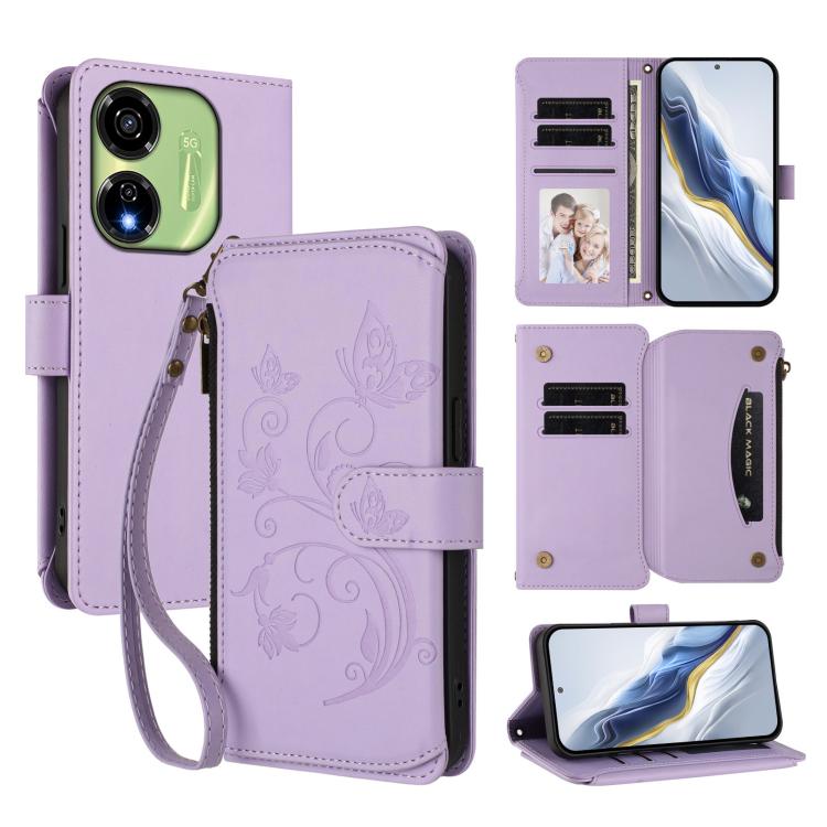 Butterfly Love Flower Multi-card Zipper Wallet Leather Phone Case, For Itel A200 4G / A200+ 4G, For Itel A95 5G, For Itel A90 4G, For Itel City 100, For Itel A58 Lite / A49 Play, For Itel S25 Ultra 4G Curved, For Itel S25 4G Flat, For Itel A80 4G      ...