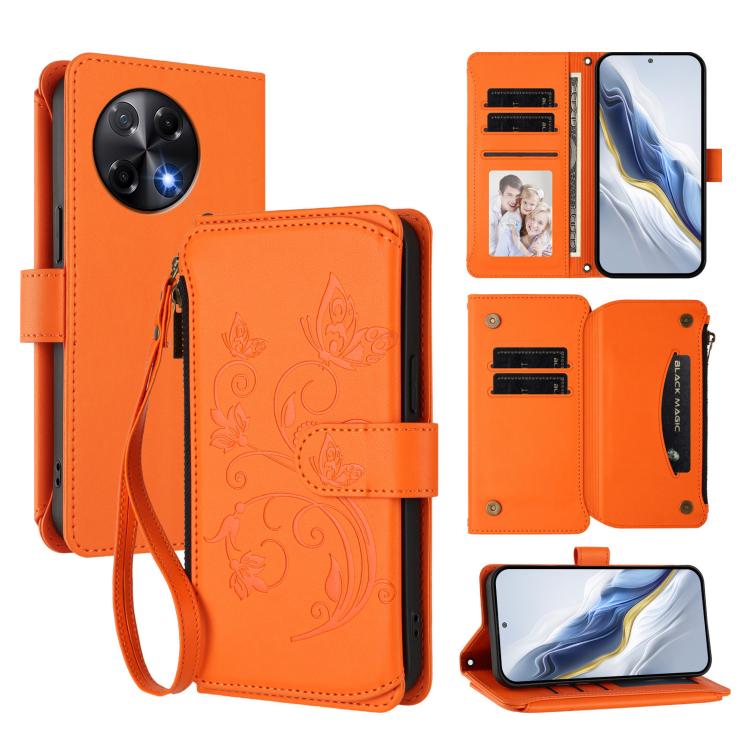 Butterfly Love Flower Multi-card Zipper Wallet Leather Phone Case, For Tecno Camon 30S / 30S Pro, For Tecno Spark 30 Pro 4G, For Tecno Spark 30 5G / Pova 6 Neo 5G, For Tecno Spark 30 4G, For Tecno Spark GO 5G 2025 / Hot 60i 4G, For Tecno Spark 30C 4G  ...