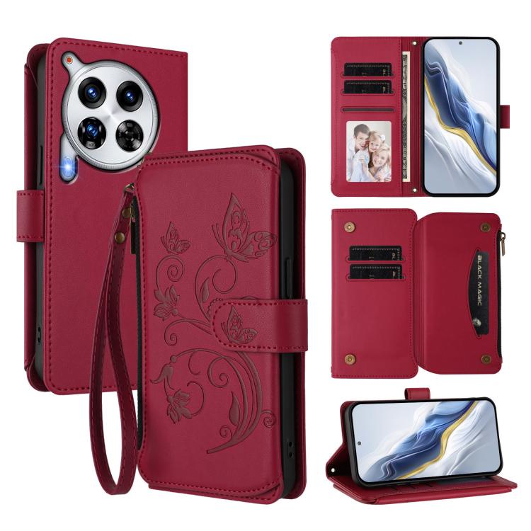 Butterfly Love Flower Multi-card Zipper Wallet Leather Phone Case, For Tecno Camon 30S / 30S Pro, For Tecno Spark 30 Pro 4G, For Tecno Spark 30 5G / Pova 6 Neo 5G, For Tecno Spark 30 4G, For Tecno Spark GO 5G 2025 / Hot 60i 4G, For Tecno Spark 30C 4G  ...