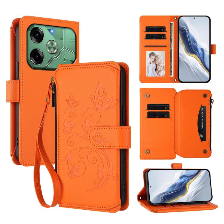 Butterfly Love Flower Multi-card Zipper Wallet Leather Phone Case, For Tecno Camon 30S / 30S Pro, For Tecno Spark 30 Pro 4G, For Tecno Spark 30 5G / Pova 6 Neo 5G, For Tecno Spark 30 4G, For Tecno Spark GO 5G 2025 / Hot 60i 4G, For Tecno Spark 30C 4G  ...