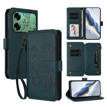 Butterfly Love Flower Multi-card Zipper Wallet Leather Phone Case, For Tecno Camon 30S / 30S Pro, For Tecno Spark 30 Pro 4G, For Tecno Spark 30 5G / Pova 6 Neo 5G, For Tecno Spark 30 4G, For Tecno Spark GO 5G 2025 / Hot 60i 4G, For Tecno Spark 30C 4G  ...