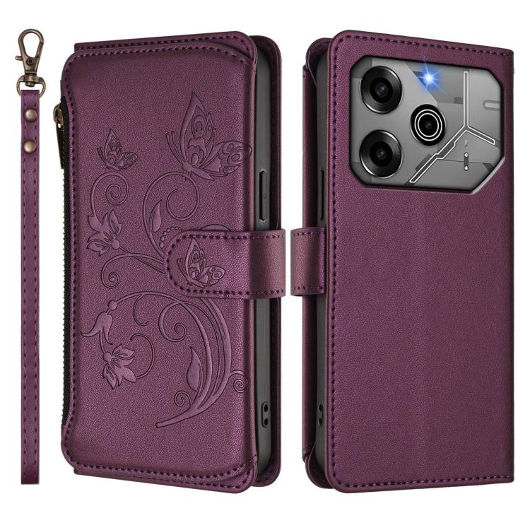 Butterfly Love Flower Multi-card Zipper Wallet Leather Phone Case, For Tecno Pova 6 5G / 6 Pro 5G, For Tecno Camon 30 Pro 5G, For Tecno Camon 30 4G / 5G, For Tecno Spark 20 Pro+ 4G, For Tecno Spark GO 2024 4G / 20 4G, For Tecno Pova 5 Pro 5G           ...