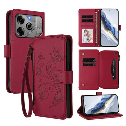 Butterfly Love Flower Multi-card Zipper Wallet Leather Phone Case, For Tecno Pova 6 5G / 6 Pro 5G, For Tecno Camon 30 Pro 5G, For Tecno Camon 30 4G / 5G, For Tecno Spark 20 Pro+ 4G, For Tecno Spark GO 2024 4G / 20 4G, For Tecno Pova 5 Pro 5G           ...