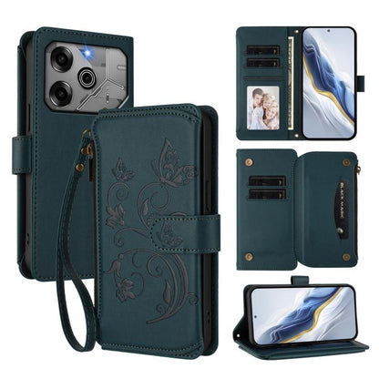 Butterfly Love Flower Multi-card Zipper Wallet Leather Phone Case, For Tecno Pova 6 5G / 6 Pro 5G, For Tecno Camon 30 Pro 5G, For Tecno Camon 30 4G / 5G, For Tecno Spark 20 Pro+ 4G, For Tecno Spark GO 2024 4G / 20 4G, For Tecno Pova 5 Pro 5G           ...