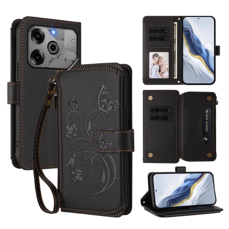 Butterfly Love Flower Multi-card Zipper Wallet Leather Phone Case, For Tecno Pova 6 5G / 6 Pro 5G, For Tecno Camon 30 Pro 5G, For Tecno Camon 30 4G / 5G, For Tecno Spark 20 Pro+ 4G, For Tecno Spark GO 2024 4G / 20 4G, For Tecno Pova 5 Pro 5G           ...