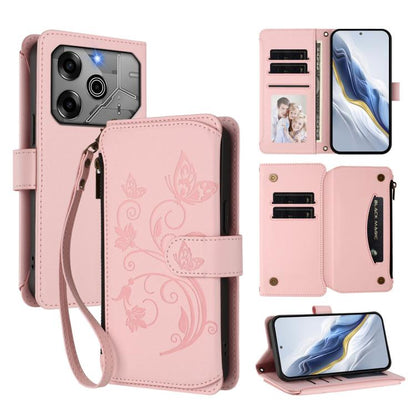 Butterfly Love Flower Multi-card Zipper Wallet Leather Phone Case, For Tecno Pova 6 5G / 6 Pro 5G, For Tecno Camon 30 Pro 5G, For Tecno Camon 30 4G / 5G, For Tecno Spark 20 Pro+ 4G, For Tecno Spark GO 2024 4G / 20 4G, For Tecno Pova 5 Pro 5G           ...