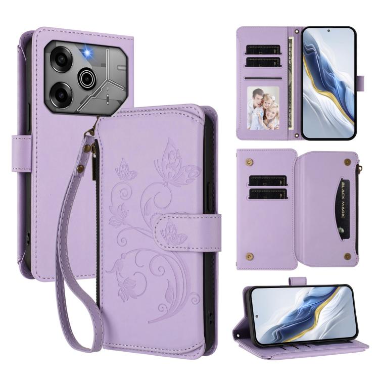Butterfly Love Flower Multi-card Zipper Wallet Leather Phone Case, For Tecno Pova 6 5G / 6 Pro 5G, For Tecno Camon 30 Pro 5G, For Tecno Camon 30 4G / 5G, For Tecno Spark 20 Pro+ 4G, For Tecno Spark GO 2024 4G / 20 4G, For Tecno Pova 5 Pro 5G           ...
