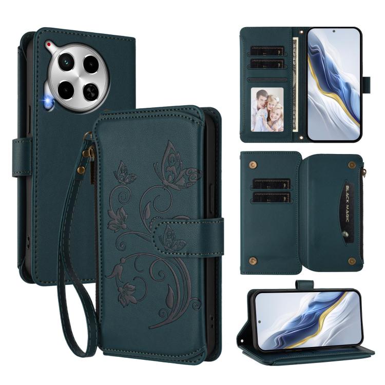 Butterfly Love Flower Multi-card Zipper Wallet Leather Phone Case, For Tecno Pova 6 5G / 6 Pro 5G, For Tecno Camon 30 Pro 5G, For Tecno Camon 30 4G / 5G, For Tecno Spark 20 Pro+ 4G, For Tecno Spark GO 2024 4G / 20 4G, For Tecno Pova 5 Pro 5G           ...