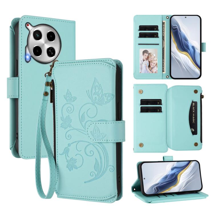 Butterfly Love Flower Multi-card Zipper Wallet Leather Phone Case, For Tecno Pova 6 5G / 6 Pro 5G, For Tecno Camon 30 Pro 5G, For Tecno Camon 30 4G / 5G, For Tecno Spark 20 Pro+ 4G, For Tecno Spark GO 2024 4G / 20 4G, For Tecno Pova 5 Pro 5G           ...