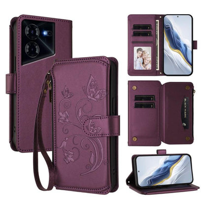 Butterfly Love Flower Multi-card Zipper Wallet Leather Phone Case, For Tecno Pova 6 5G / 6 Pro 5G, For Tecno Camon 30 Pro 5G, For Tecno Camon 30 4G / 5G, For Tecno Spark 20 Pro+ 4G, For Tecno Spark GO 2024 4G / 20 4G, For Tecno Pova 5 Pro 5G           ...