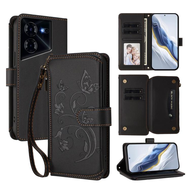 Butterfly Love Flower Multi-card Zipper Wallet Leather Phone Case, For Tecno Pova 6 5G / 6 Pro 5G, For Tecno Camon 30 Pro 5G, For Tecno Camon 30 4G / 5G, For Tecno Spark 20 Pro+ 4G, For Tecno Spark GO 2024 4G / 20 4G, For Tecno Pova 5 Pro 5G           ...