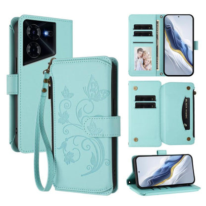 Butterfly Love Flower Multi-card Zipper Wallet Leather Phone Case, For Tecno Pova 6 5G / 6 Pro 5G, For Tecno Camon 30 Pro 5G, For Tecno Camon 30 4G / 5G, For Tecno Spark 20 Pro+ 4G, For Tecno Spark GO 2024 4G / 20 4G, For Tecno Pova 5 Pro 5G           ...