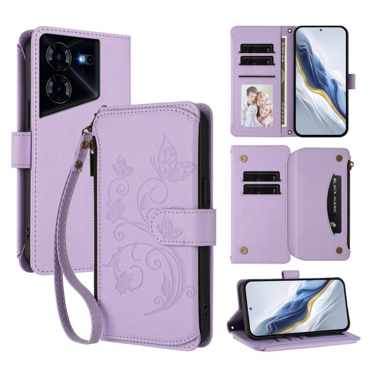 Butterfly Love Flower Multi-card Zipper Wallet Leather Phone Case, For Tecno Pova 6 5G / 6 Pro 5G, For Tecno Camon 30 Pro 5G, For Tecno Camon 30 4G / 5G, For Tecno Spark 20 Pro+ 4G, For Tecno Spark GO 2024 4G / 20 4G, For Tecno Pova 5 Pro 5G           ...