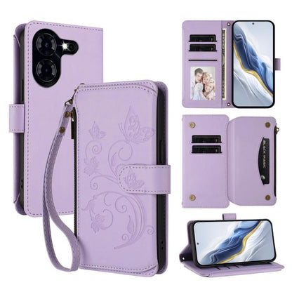 Butterfly Love Flower Multi-card Zipper Wallet Leather Phone Case, For Tecno Pova 6 5G / 6 Pro 5G, For Tecno Camon 30 Pro 5G, For Tecno Camon 30 4G / 5G, For Tecno Spark 20 Pro+ 4G, For Tecno Spark GO 2024 4G / 20 4G, For Tecno Pova 5 Pro 5G           ...