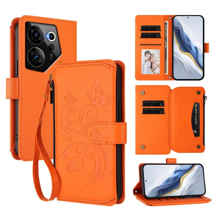 Butterfly Love Flower Multi-card Zipper Wallet Leather Phone Case, For Tecno Pova 6 5G / 6 Pro 5G, For Tecno Camon 30 Pro 5G, For Tecno Camon 30 4G / 5G, For Tecno Spark 20 Pro+ 4G, For Tecno Spark GO 2024 4G / 20 4G, For Tecno Pova 5 Pro 5G           ...
