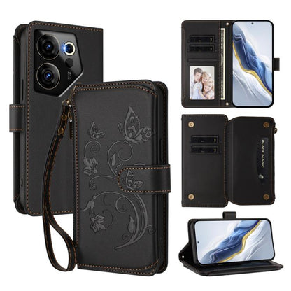 Butterfly Love Flower Multi-card Zipper Wallet Leather Phone Case, For Tecno Pova 6 5G / 6 Pro 5G, For Tecno Camon 30 Pro 5G, For Tecno Camon 30 4G / 5G, For Tecno Spark 20 Pro+ 4G, For Tecno Spark GO 2024 4G / 20 4G, For Tecno Pova 5 Pro 5G           ...