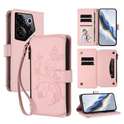 Butterfly Love Flower Multi-card Zipper Wallet Leather Phone Case, For Tecno Pova 6 5G / 6 Pro 5G, For Tecno Camon 30 Pro 5G, For Tecno Camon 30 4G / 5G, For Tecno Spark 20 Pro+ 4G, For Tecno Spark GO 2024 4G / 20 4G, For Tecno Pova 5 Pro 5G           ...